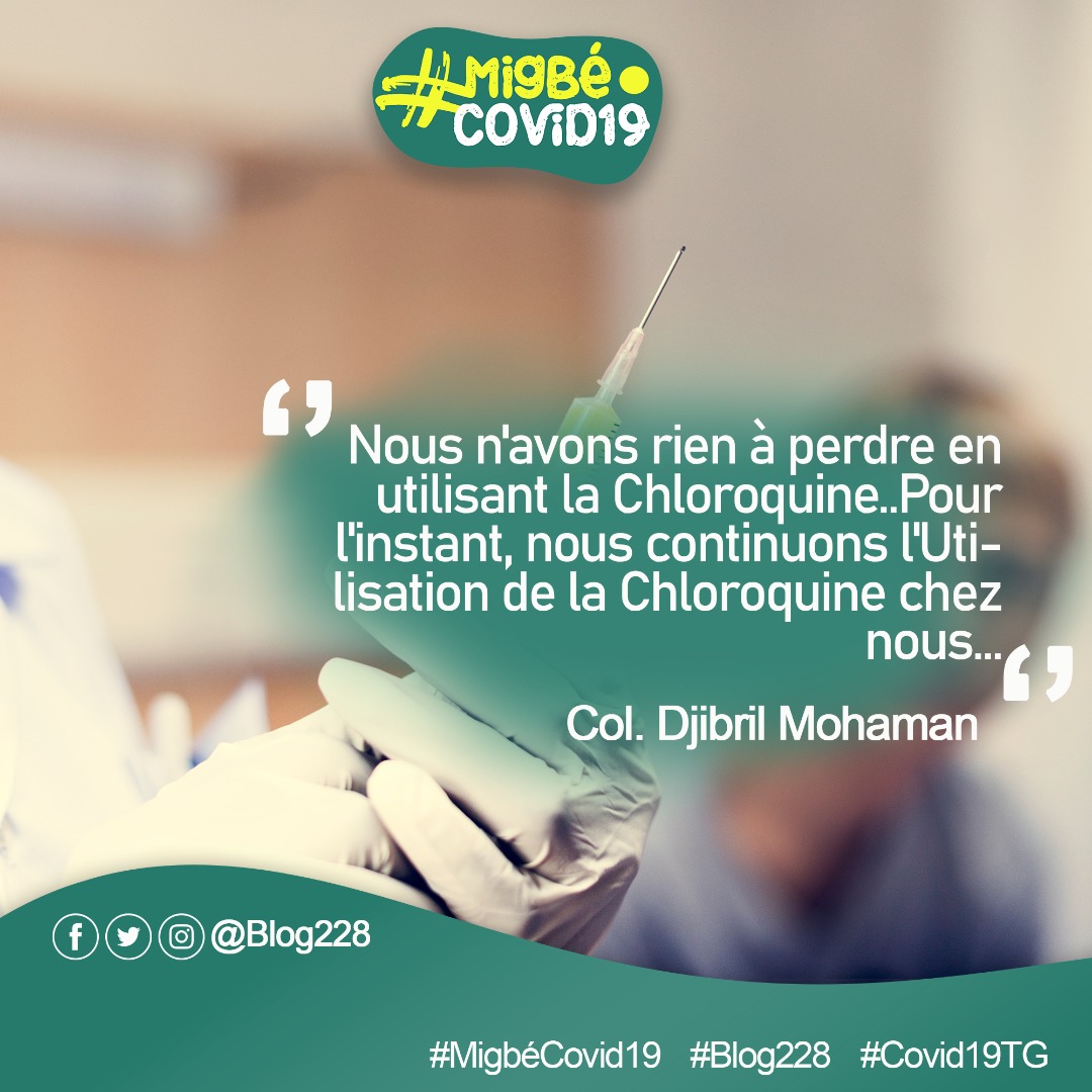 Blog228's tweet photo. Le Togo ferait-il #gweta aux recommandations de l'#OMS en ce qui concerne la #Chloroquine? En effet, le pays va continuer à utiliser la molécule dans son protocole pour traiter les cas de #Covid19.
#MigbéCovid19 lé #Togo .
#Blog228 #Gnadoè #Denyigban #hydroxychroloquine https://t.co/sK4l5FggxP