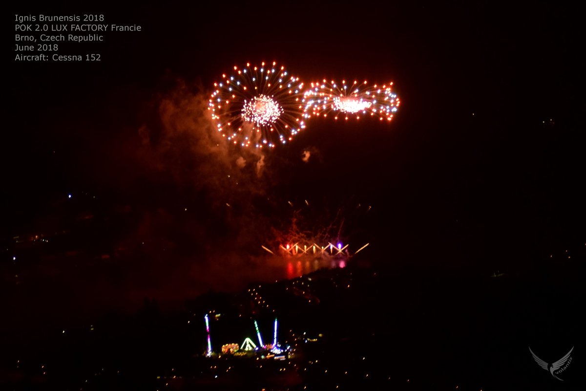 LadislavVenc's tweet photo. "Views from the top..." :: Ignis Brunensis 2018 - Fireworks Show, Team: POK 2.0 LUX FACTORY France #VisitCZ #pilotlife #Travel https://t.co/jq0NvHmSWR