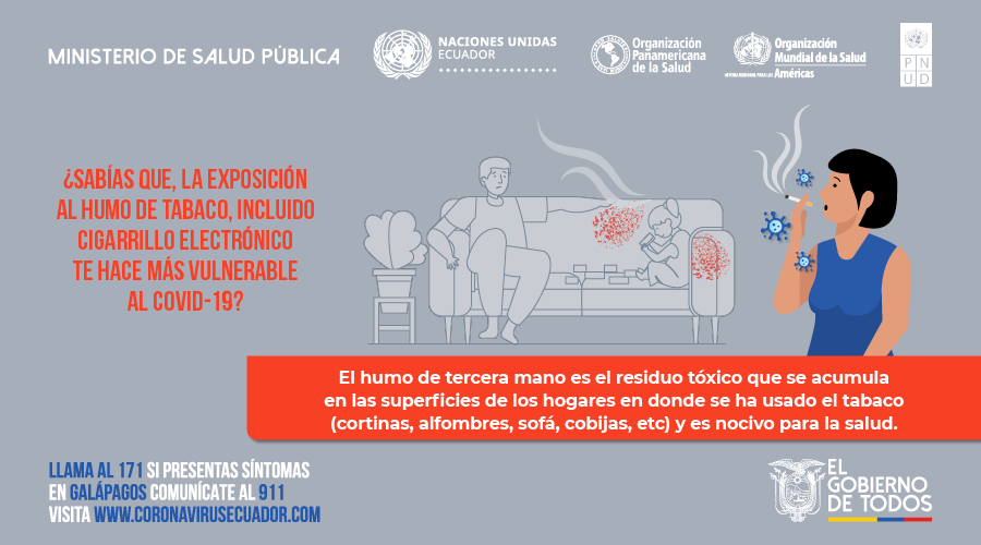 Salud_Ec's tweet photo. El humo del tabaco que se acumula en el polvo, los objetos y en las superficies de los hogares se conoce como ´humo de tercera mano`. Los niños están más expuestos y podrían inhalarlo o ingerirlo.
👉🏽 Dile NO al tabaco, ahora y siempre 🚭
#EcuadorSinTabaco #NosCuidamosTodo https://t.co/yLoGUf7MVK