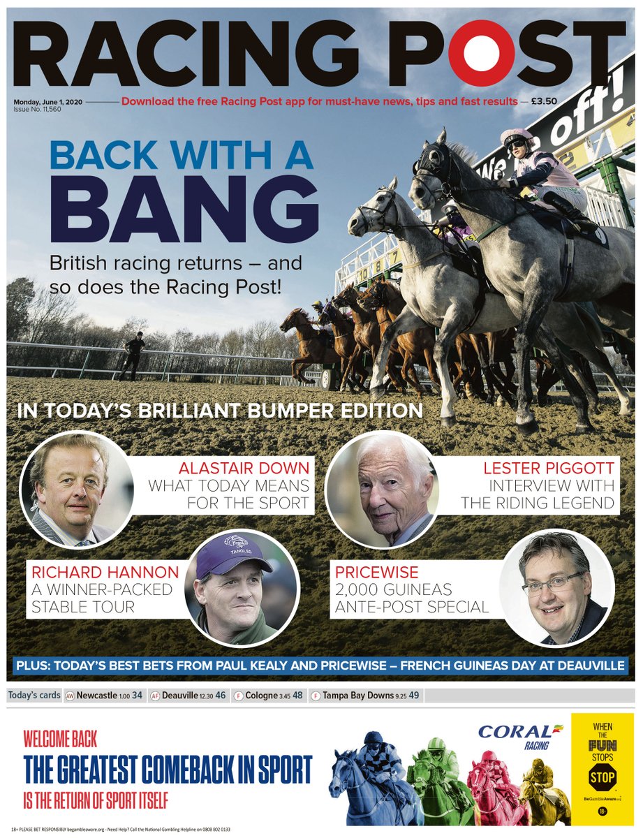 RacingPost's tweet photo. 🔥 BACK WITH A BANG 🔥

📰 Pick up your copy of the Racing Post tomorrow https://t.co/F71GXi8vuS