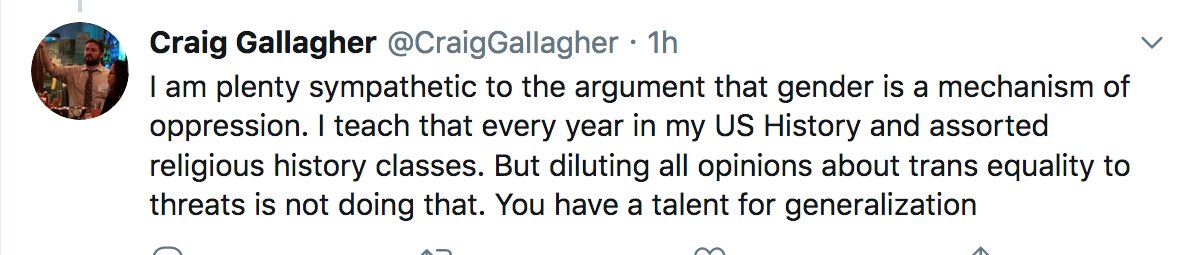 Scene 4:Man: Um, I teach gender so I'm sympathetic to maybe it being a bit oppressive and shit but *handwave*