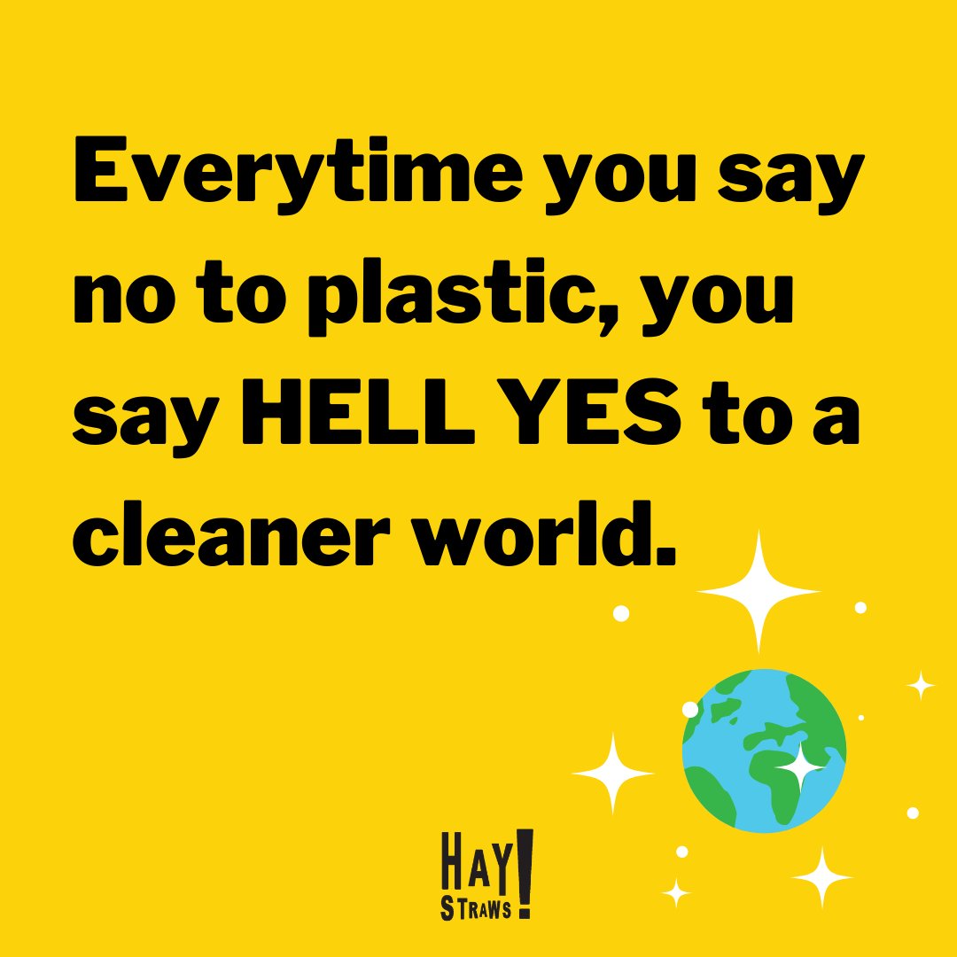 HayStraws's tweet photo. We say✨ HELL YES ✨to a clener world! Join the straw-volution and say goodbye 👋to plastic straws FOREVER!  #haystraws #ditchplastic #strawvolution https://t.co/xf2HMK1a7J
