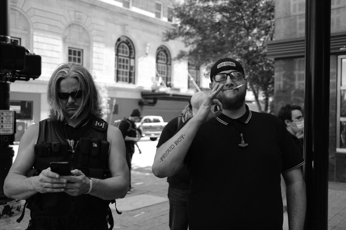 RedTRaccoon's tweet photo. Last time I checked, Antifa don't tattoo themselves with Proud Boy.

They also claim they were Raleigh in support of the event last night but yet they are throwing up the White Power symbol.

If Raleigh PD really cares about what happened, they would contact trace these men. https://t.co/gaTSusixWP