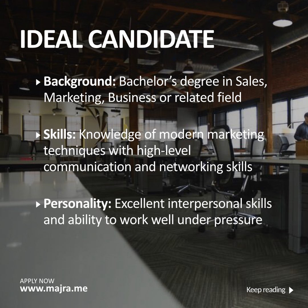 MajraHQ's tweet photo. Looking for an opportunity in Sales and Marketing? We got you! Loyale is on the lookout for a Sales and Marketing Executive with previous experience in the field to join their team. Apply now through our website https://t.co/6iFlCRIPZB https://t.co/0FmiaaW9EQ