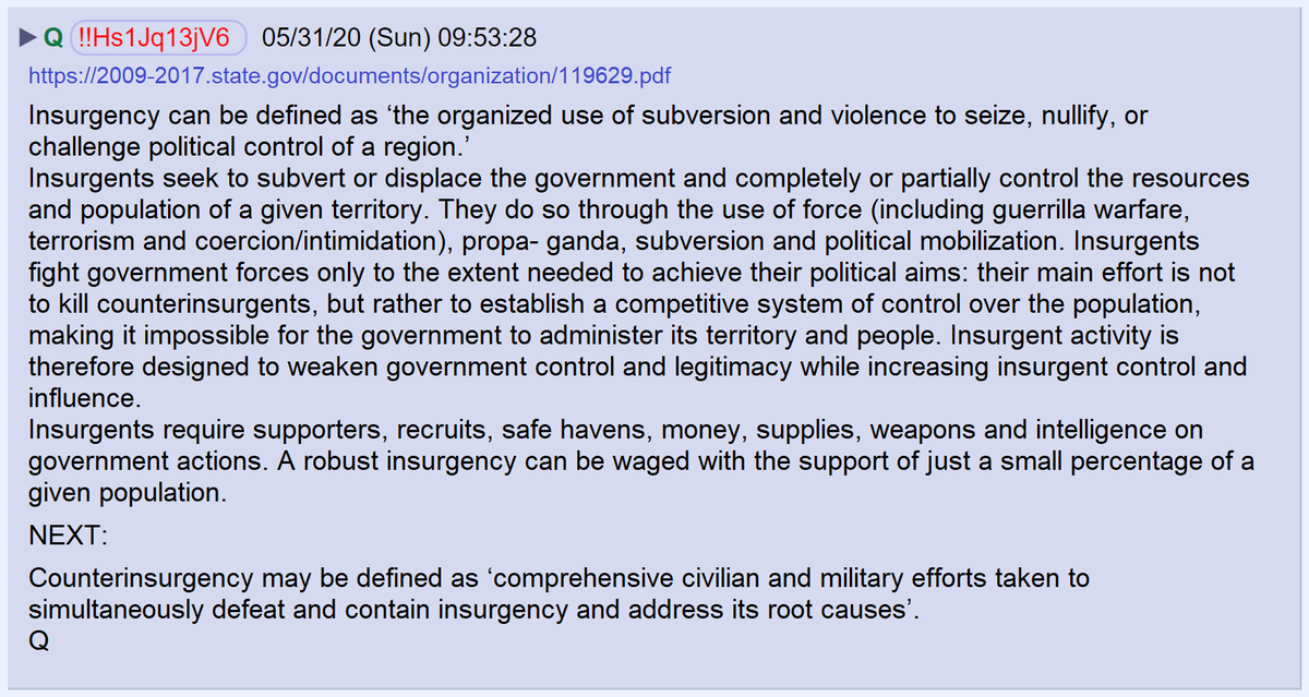 43) Q defines insurgency and counterinsurgency. https://2009-2017.state.gov/documents/organization/119629.pdf