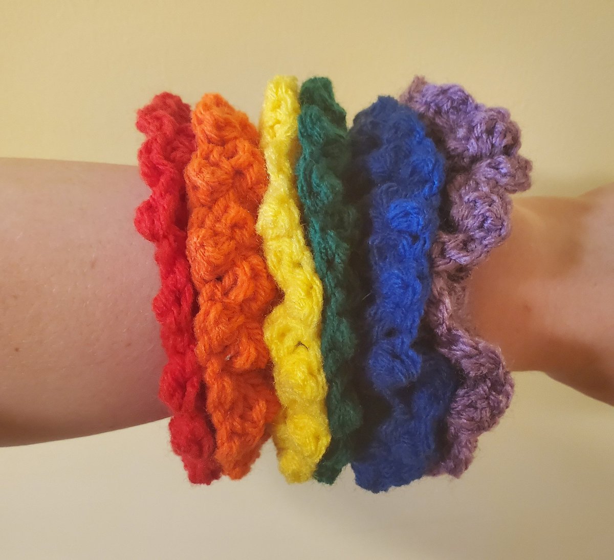 scrunchies galore $3.50 each or 4 for $11 (shipping cost included in price)I have one of each rainbow color, two novelty scrunchies (mac 'n cheese & frosty fuzz), and two velvet scrunchies (beige and dusty rose)