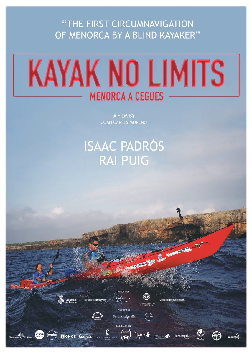🌈🛶 Aquest és el pòster de #KayakNoLimits #MenorcaaCegues . Foto d'Aleix Pinadella i disseny de Moi Padrós. Amb les entitats que l'han patrocinat, col·laborat i l'han fet possible. Una experiència de superació i perseverança. Estrenem el documental el juliol, a #Girona .