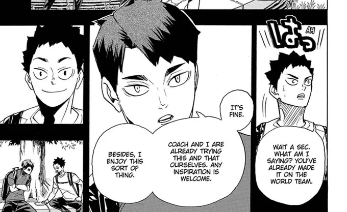 iwaizumi's smile when ushijima urged him to continue talking about something he's passionate about instead of dismissing him &gt;&gt;&gt; 