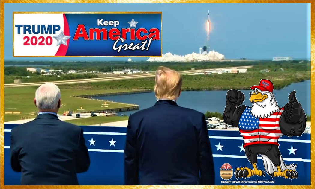 GPregger's tweet photo. So Proud of the Thousands of Dedicated Men &amp; Women at #NASA &amp; #SpaceX &amp; #SpaceXCrewDragon ! #USA Is So Proud of Your Great Team Effort! Thank You &amp; God Bless You All! @realDonaldTrump #TeamTrump @PressSec #MAGA2020 #KAG2020 #AP #DrudgeFeed #FoxNews @seanhannity @TuckerCarlson https://t.co/c2HjktrMX2