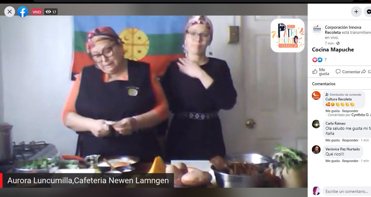 Súmate a la transmisión de las amigas de las amigas de la Cafetería Mapuche Newen Lamngen que está en el Mercado <a href="/tirsorecoleta/">Mercado Tirso de Molina</a> --> bit.ly/2AuVfKD 
#DíadelPatrimonioenCasa #Recoleta