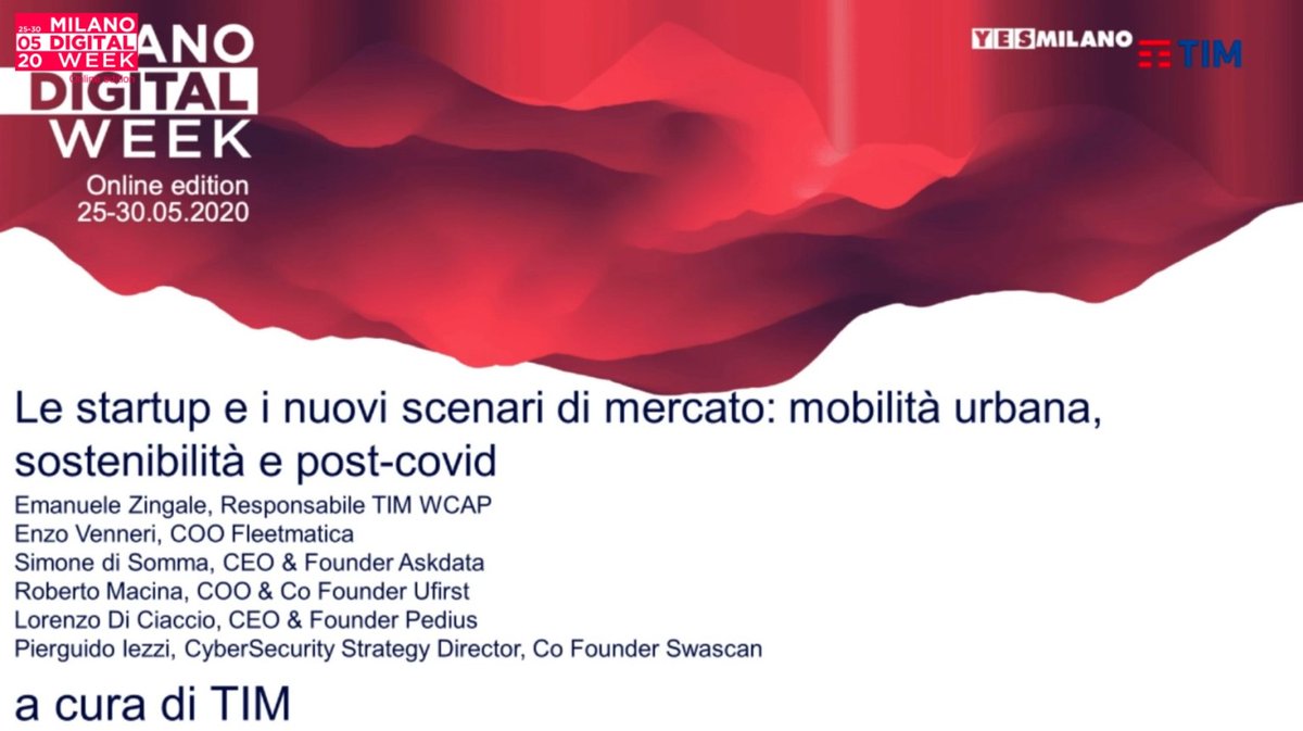 Il mondo post-Covid vedrà come protagoniste  le #startup, con la loro agilità imprenditoriale e freschezza innovativa.

Se ne è parlato alla <a href="/MI_DigitalWeek/">Milano Digital Week</a> insieme a <a href="/TIM_Official/">TIM Official</a>, <a href="/fleetmatica/">Fleetmatica</a>, <a href="/Askdata_inc/">Askdata ⚡</a>, @uFirst_U1, <a href="/PediusCall/">Pedius</a> e <a href="/swascan/">Swascan</a>. 

bit.ly/3eBUUVr