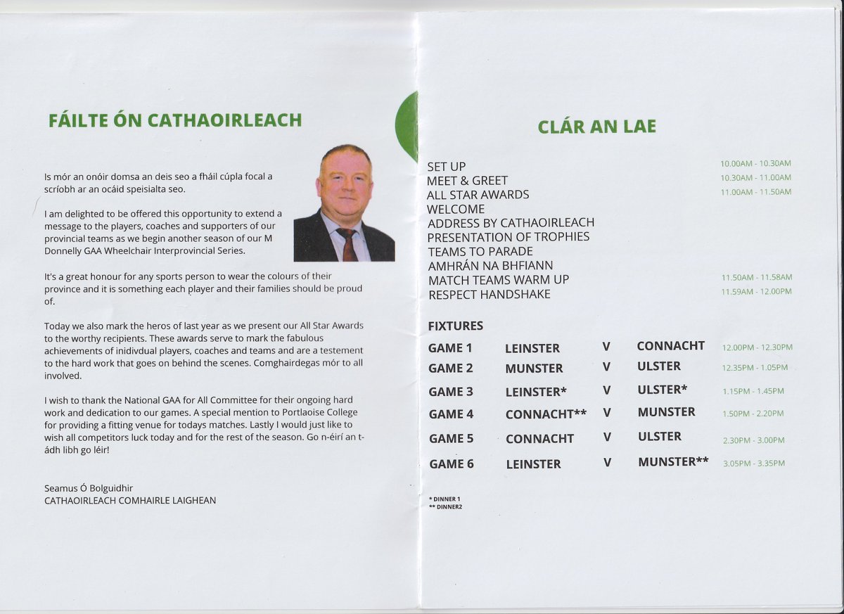 Many thanks to John Carey for sending me these next 2 programmes . Wheelchair hurling is something i knew very little about ,and these gave me a great insight to the sport. #allthingsgaacollection @wheelchairhurling @officialgaa @MunsterGAA @UlsterGAA @gaaleinster @ConnachtGAA