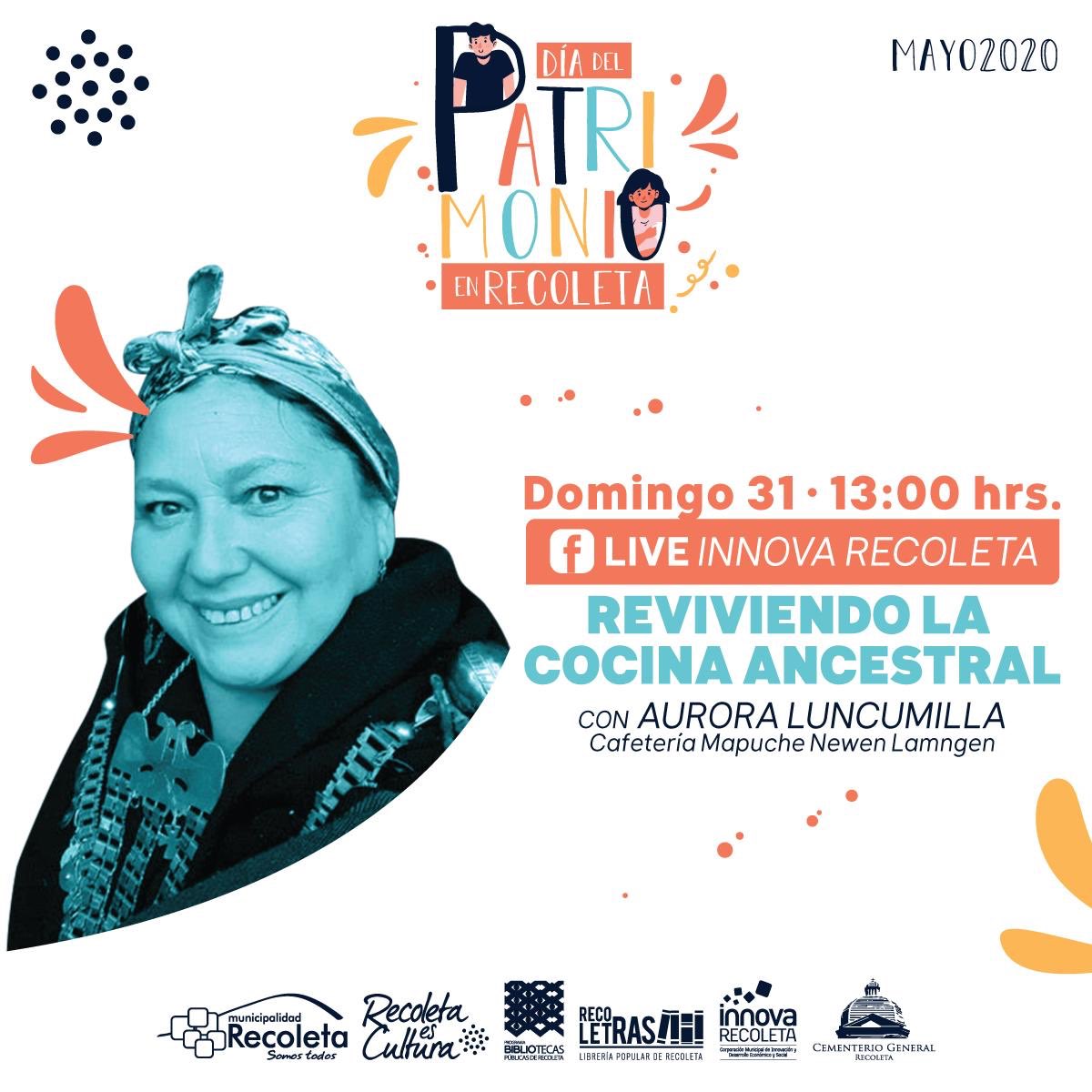 #DiaDelPatrimonioEnRecoleta
Ahora última actividad 
“Reviviendo la cocina ancestral”
Aurora Luncumilla de Cafetería Mapuche Newen Lamngen 
Preparación:  charquican con cochayuyo.

Véanlo en el siguiente link 
↘️
ow.ly/rvd930qLiQq