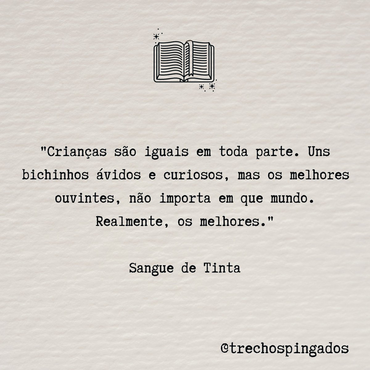 trechospingados's tweet photo. "Crianças são iguais em toda parte. Uns bichinhos ávidos e curiosos, mas os melhores ouvintes, não importa em que mundo. Realmente, os melhores."

Sangue de Tinta (Cornelia Funke)
#TrechosPingados #Livros #FicaEmCasa #Leitura #Café #SangueDeTinta #Trechos #Pingados #CorneliaFunke https://t.co/8ObXT2hrZv
