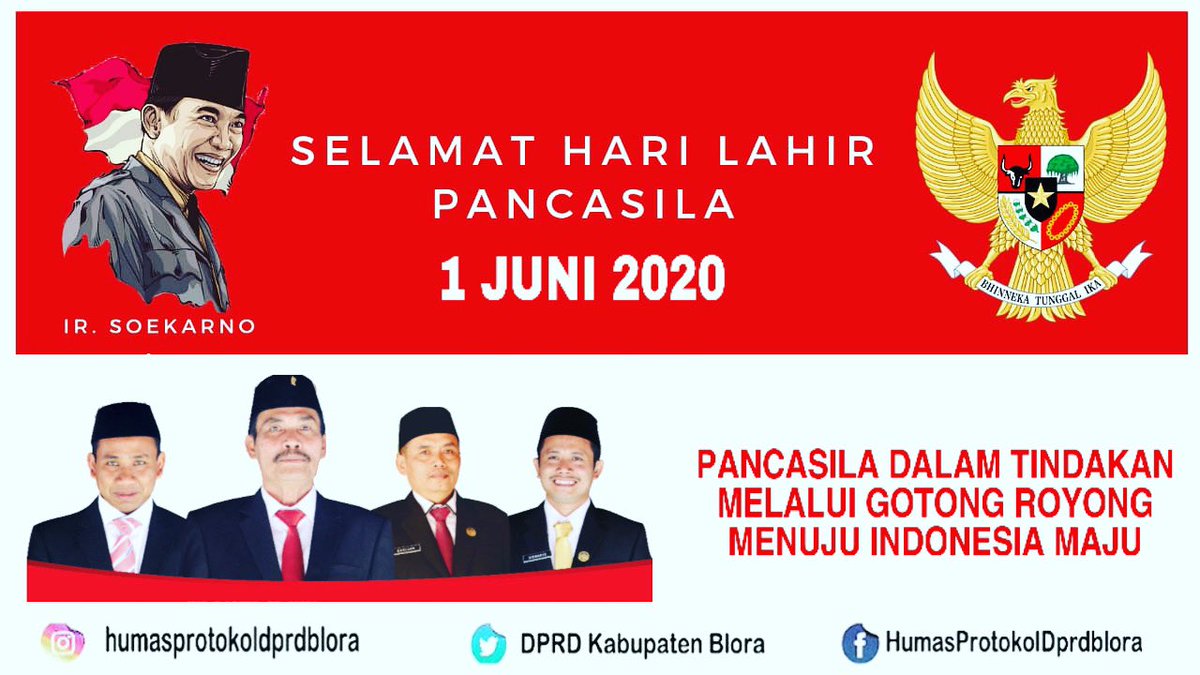 Pancasila sebagai ideologi negara adalah sebuah simbol dari keberagaman suatu bangsa. Dimana bangsa ini layak untuk selalu dihormati oleh dunia. Darinya lahirlah kami, kami Indonesia. Dan kami pula Pancasila. 
“KUAT KARENA BERSATU, BERSATU KARENA KUAT” - Ir. Soekarno.
#dprdblora