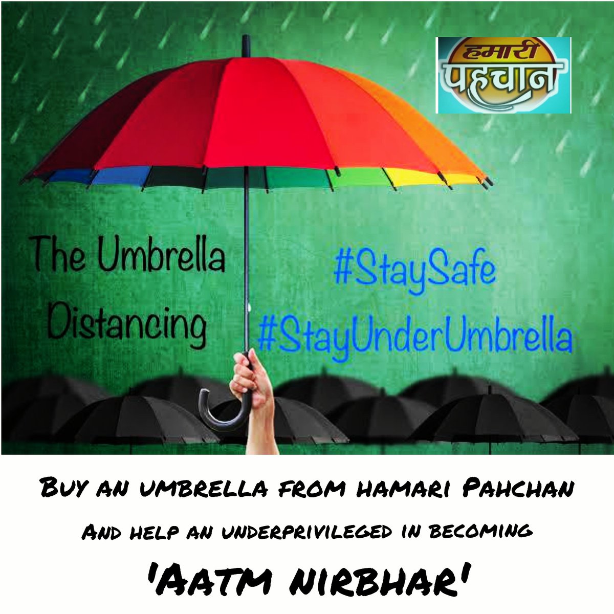 hamaripahchan's tweet photo. Buy an Umbrella from us Directly and Support an Underprivileged Indirectly.
एक छते की छत्रछाया में आकर आप किसी गरीब के सर की छत बन सकते है
.
.
.
.

#socialdistancing #umbrelladistancing #ngo #social work #aatmanirbharbharat #selfreliance #independent #fightagainstcorona https://t.co/qdmoHIAtVf