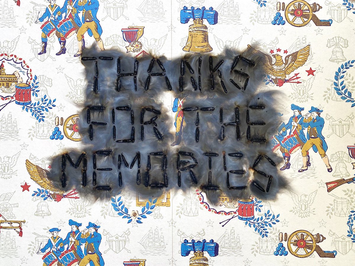 movanart's tweet photo. “Thanks For The Memories”
match burn on wallpaper &amp; Arches
22 X 30 inches
2020 
#georgefloyd #justiceforgeorgefloyd #JusticeforBreonnaTaylor #JusticeForAhmaud #protestsigns #artinpaper #mauscontemporary #burndrawing #BlackLivesMatter #artasactivism https://t.co/6bzBXlU4Um