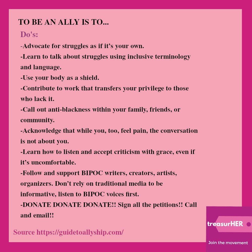 treasurher_'s tweet photo. here’s how to be a good ally! https://t.co/j8HQc0IqpF