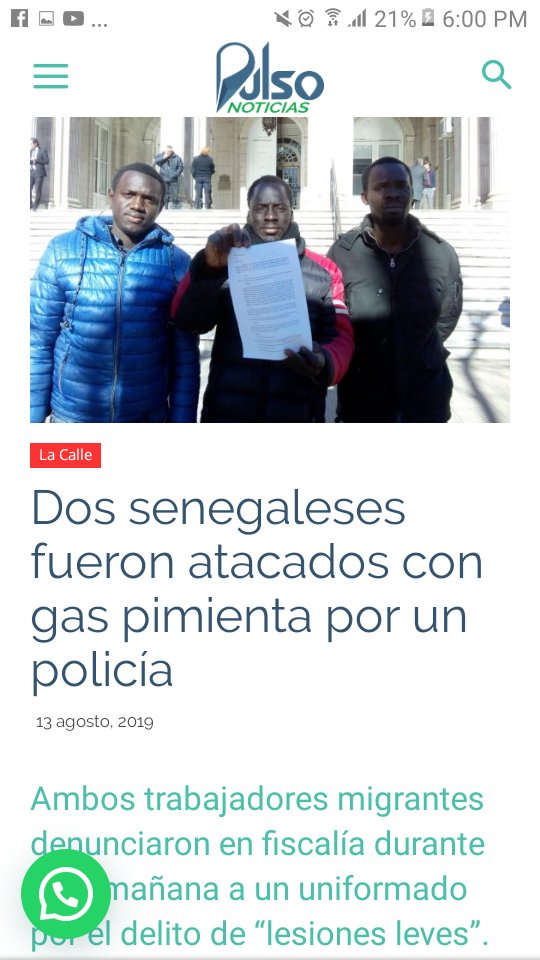 In 2019 a cop attacked 2 immigrants from Senegal in argentina with pepper spray. The reason? "THEY COULDNT WALK THERE" (a public area)