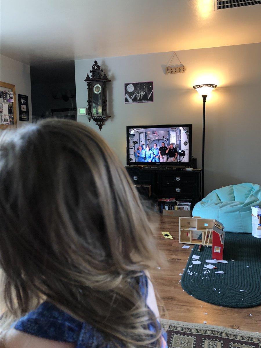 SarahsFootprint's tweet photo. My 5yo: “They made it! They made it!”
Bob & Doug are safely aboard the #InternationalSpaceStation 🤗
#LaunchAmerica #SpaceX #DragonLaunch #PositiveVibes #positivenews #Astronauts #space #kidlife #futureastronaut 🤔 https://t.co/xMuv4nCoFs
