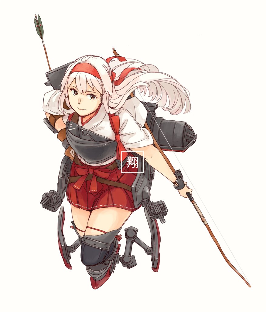 shoukaku (kancolle) 1girl long hair solo weapon japanese clothes skirt bow (weapon)  illustration images