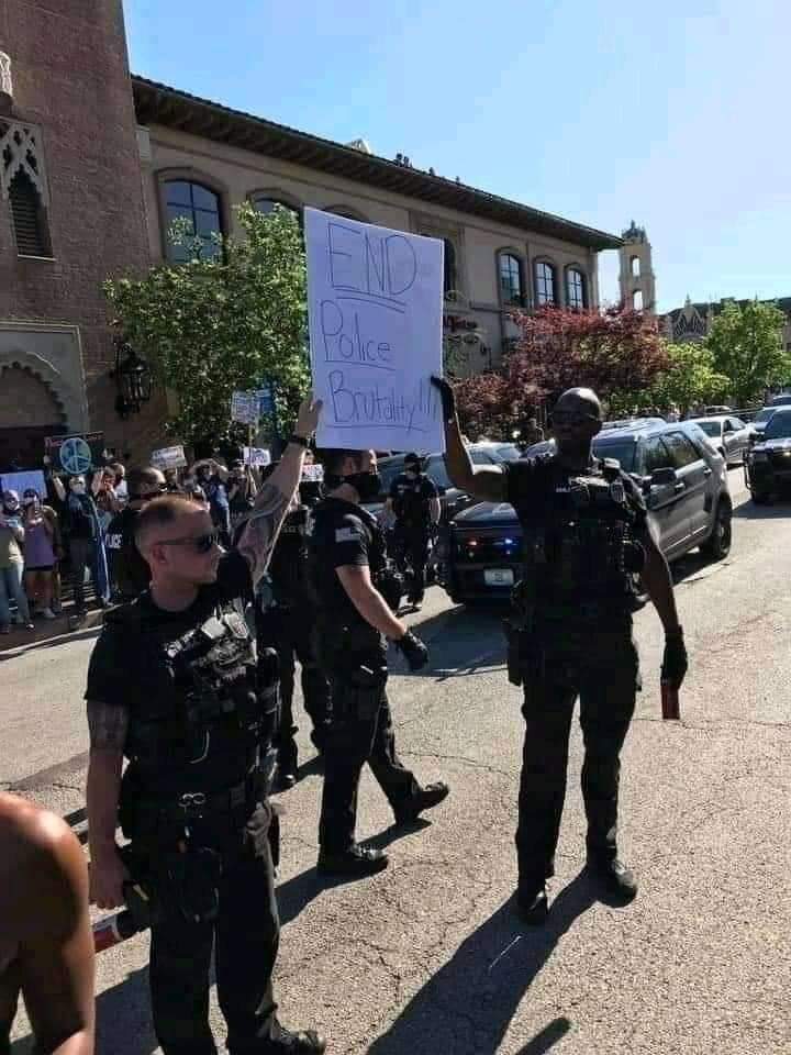 I love the Miami police for this wonderful Act.When the  #protests2020 came to them blazing, they all when on their knee. The crowd begun to cry and joined them.This is way to go for peace to reign.