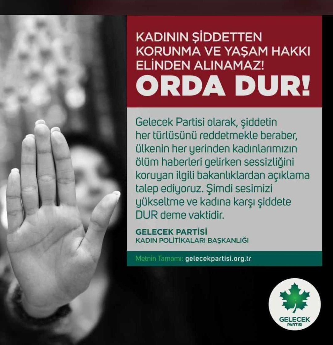 mkeskin78's tweet photo. Kadına yapılan şiddet biran önce son bulmalı ve son bulması için gerekli adımlar acil ve kalıcı olarak atılmalıdır.
#oradadur
@Ahmet_Davutoglu
@GelecekPartiTR https://t.co/u1z2cmbAm1