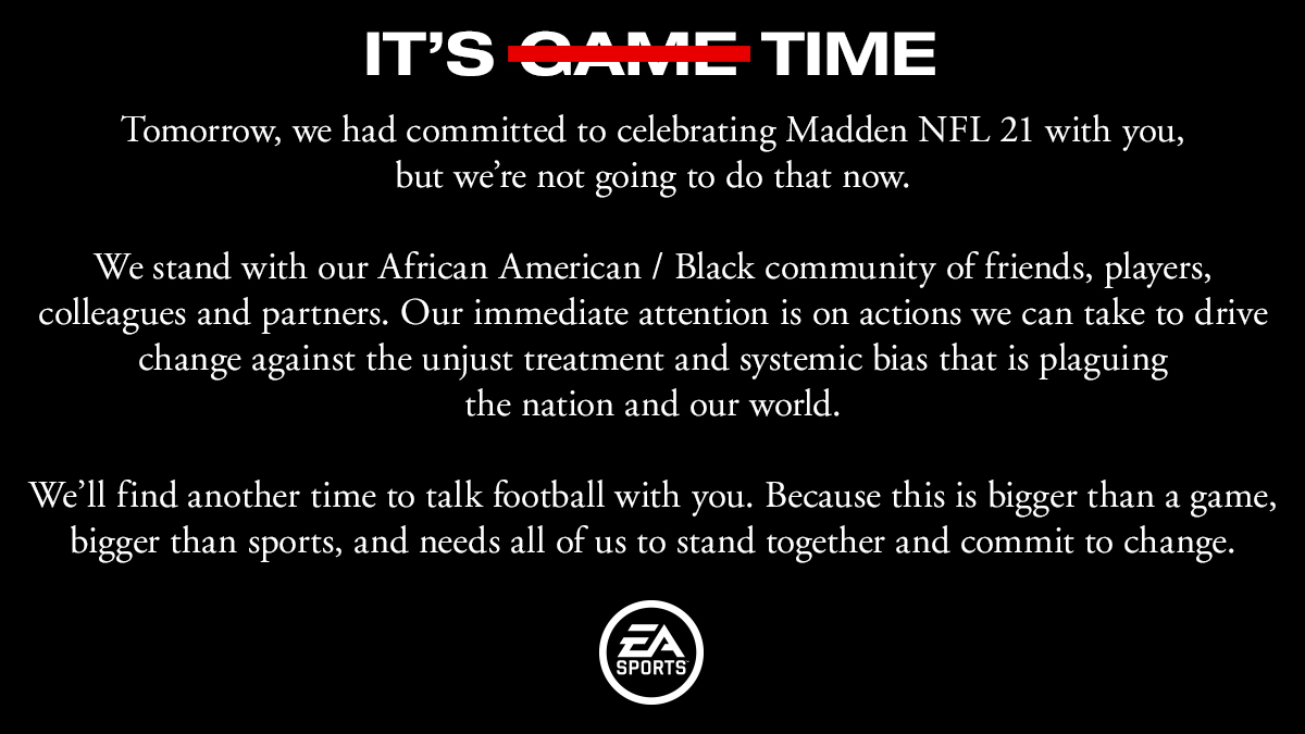 EA отложила показ Madden NFL 21 на фоне протестов и беспорядков в США. За ней могут последовать и другие