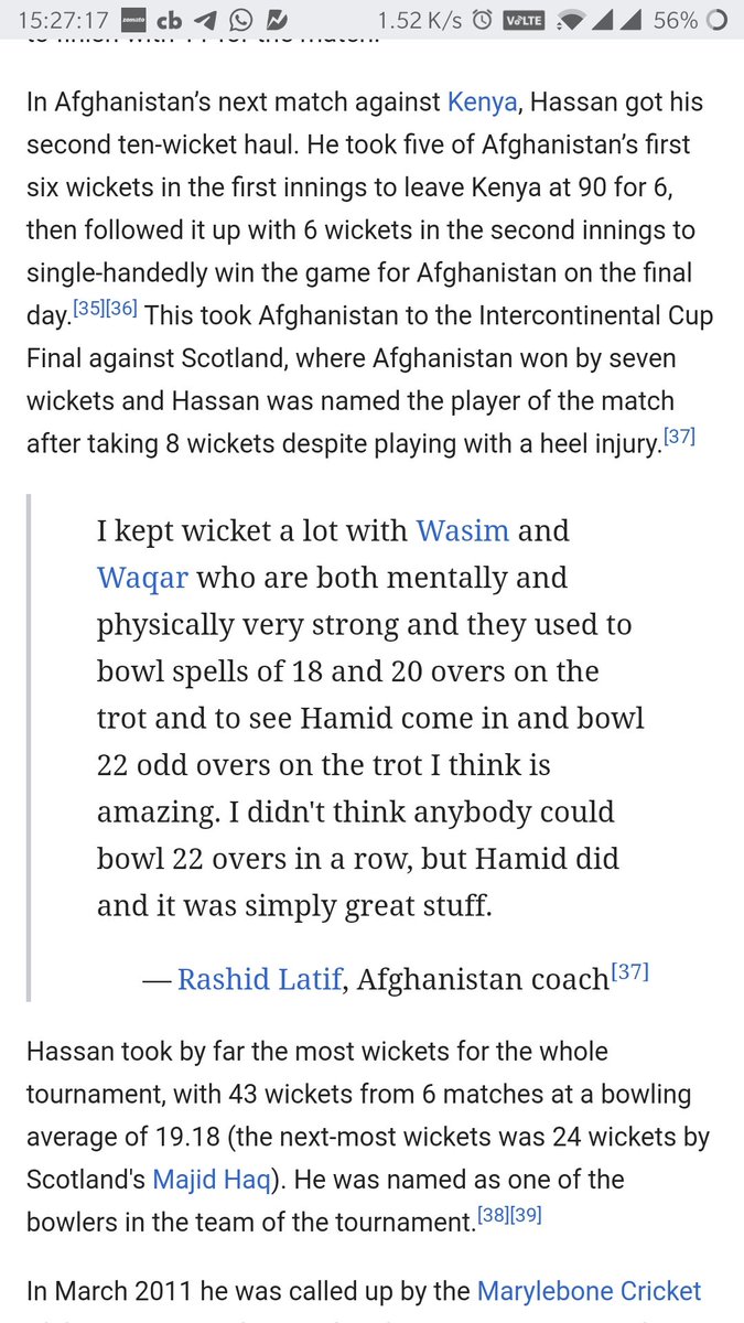 6-2-15-0 his figures in that match as Aaron Finch and David Warner struggled to get him away. The man was mentally strong. Did anything for his team. This is what Rashid Latif had to say about Hamid.