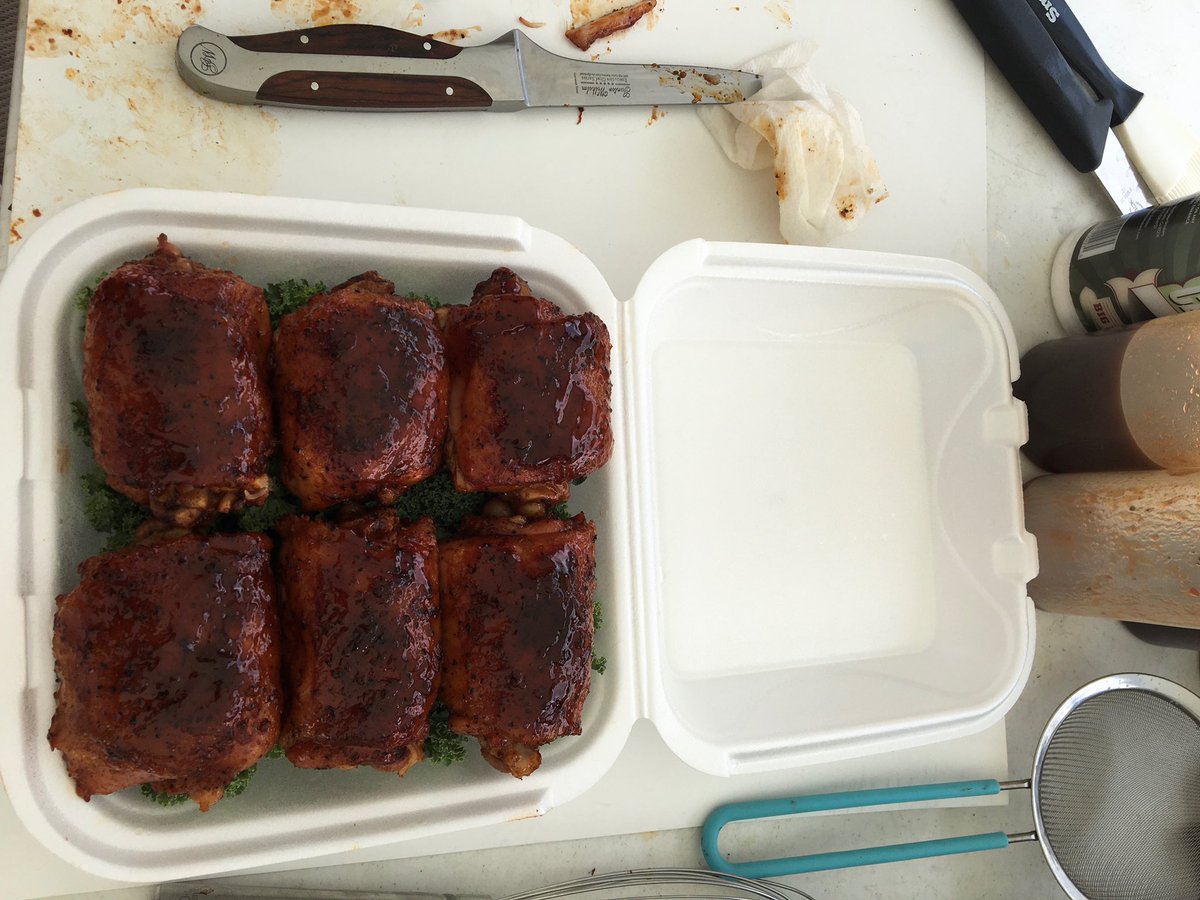 GrillinThyme's tweet photo. Yesterday’s 1st place entry. Picture a little dark. #ENCBBQ #thickcut #ICP #BBQlife https://t.co/sqRew5yuY8