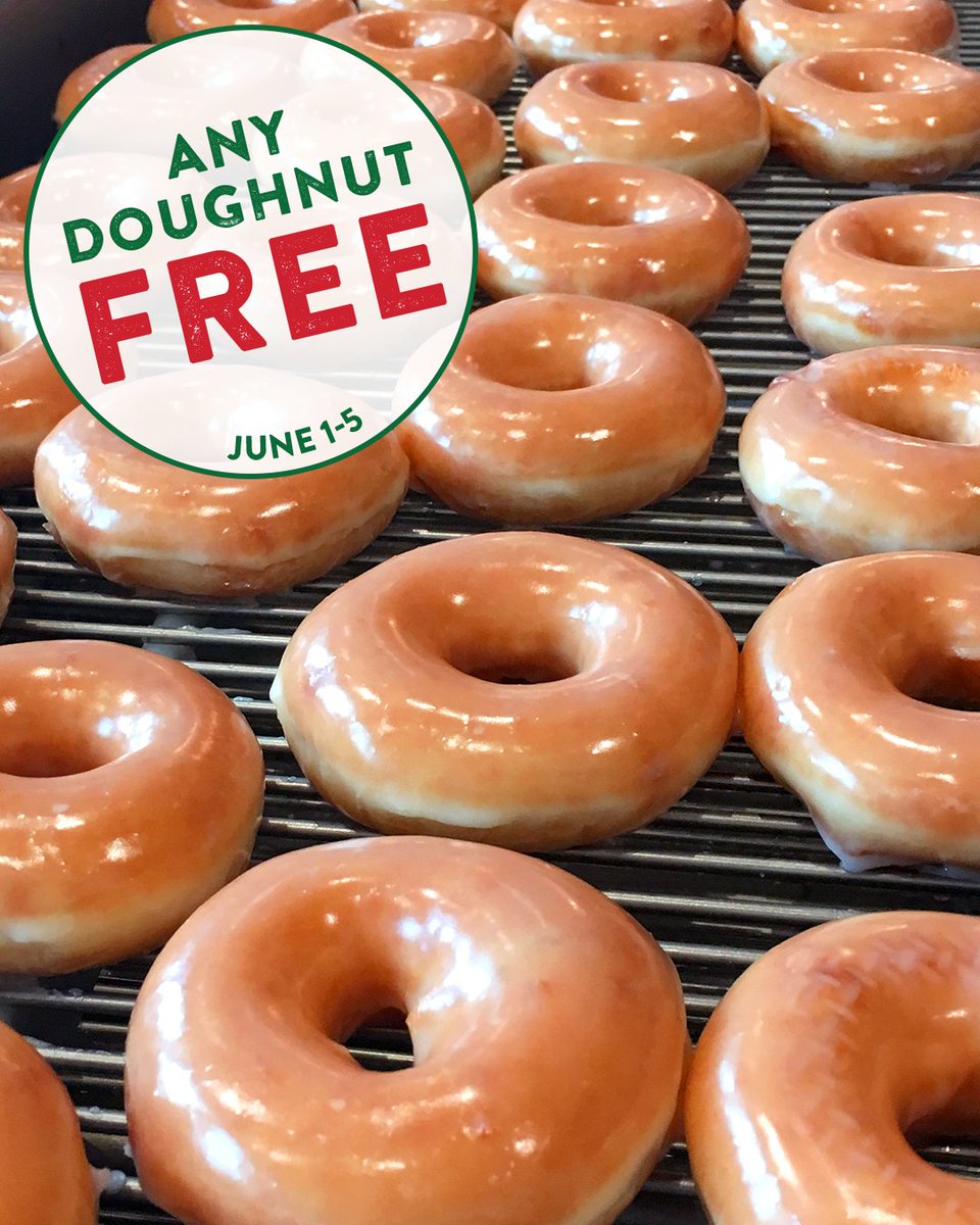 Krispy Kreme On Twitter Nationaldoughnutday Is Coming And This Year We Re Celebrating For 5 Days Not 1 Any Doughnut Any Day Free June 1 5 Krispykreme Visit Us For Nationaldoughnutweek Get
