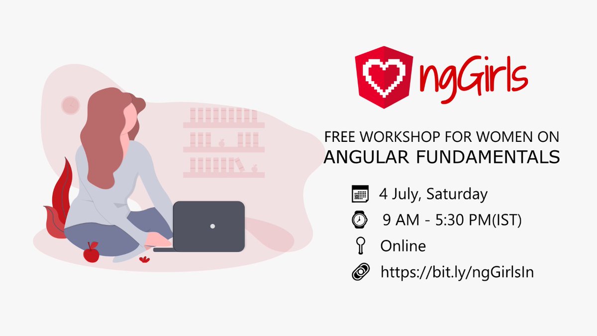 ItsAllAboutWeb's tweet image. 🗣 ATTN Web Devs in India:
We're organizing India's very first @AngularGirls Free Online Workshop on Angular Fundamentals in collab with @ItsAllAboutWeb
📅 July 4th
⌚ 9 AM- 5:30 PM IST
🔗 bit.ly/ngGirlsIn
#WomenWhoCode #ngGirls #IWDIndia2020 #IWD2020