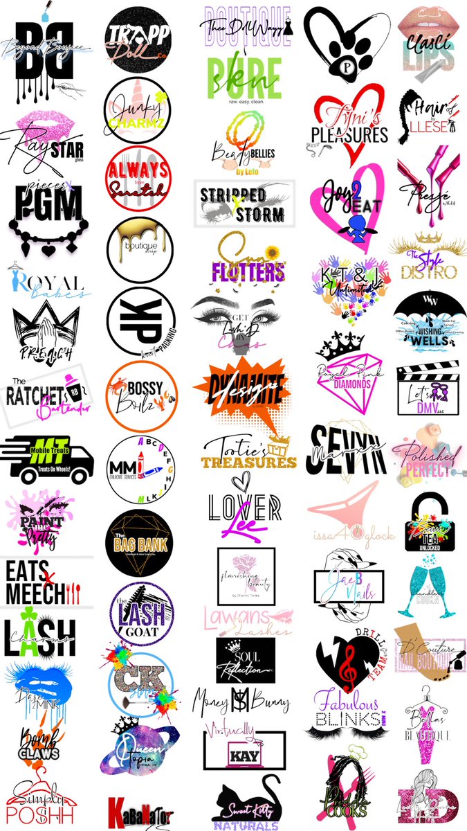 AWalkingBombb's tweet photo. just made this collage of all of my work..
i have been doing logos for a year now & i am so grateful for all of my clients & referrals. looking at my invoices i have made so much $$$$ by jus doing these & i am super proud of myself ✨ #DynamiteDesignz by #Bombè https://t.co/QXldDAD65r