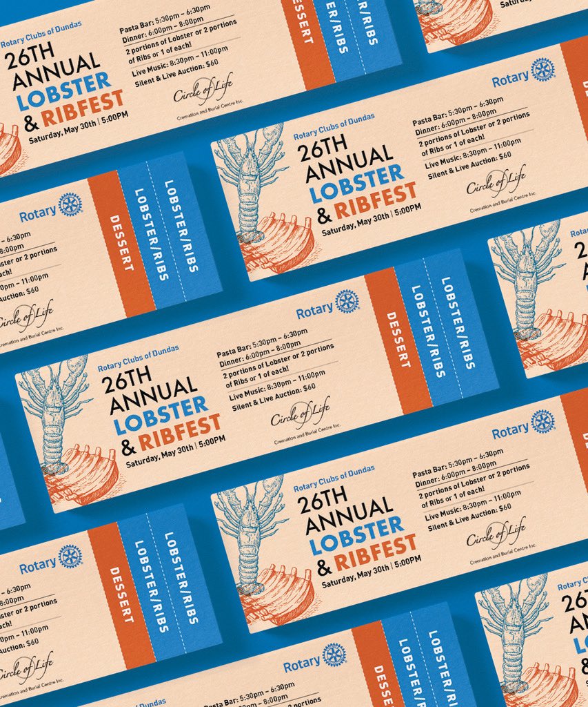 THouseStudios's tweet photo. Really enjoyed collaborating with the Rotary Clubs of Dundas on the updated brand identity and design for what was going going to be their 26th Annual Lobster &amp; Ribfest this weekend 🦞 #HamOnt https://t.co/TYaNznTmMC