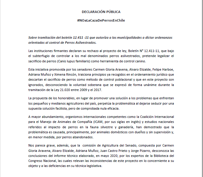 nocazadeperros's tweet photo. 🚨¡ATENCIÓN!🚨 
Una vez más los parlamentarios pretenden imponer el sacrificio como método de control canino en #Chile. Te dejamos la declaración de #NoALaCazaDePerrosEnChile que exige el retiro del Boletín 12.411 -11
Revisa aquí la declaración 👇
https://t.co/wjN8u8s1aS https://t.co/xFkzeTYA7s