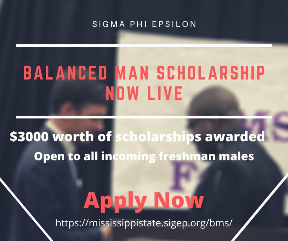 Mississippi State SigEp (@missstatesigep) on Twitter photo SigEp is awarding $3000 worth of scholarships and all incoming male freshmen are eligible to apply! Visit mississippistate.sigep.org/bms/ and apply today! SigEp is awarding $3000 worth of scholarships and all incoming male freshmen are eligible to apply! Visit mississippistate.sigep.org/bms/ and apply today!