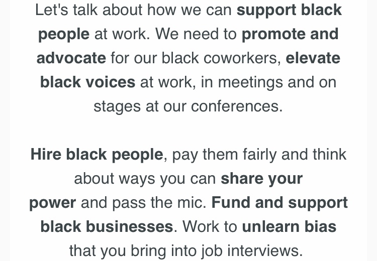 pam_hernandez's tweet photo. Credit: @hiretechladies Start influencing change in your workplace. #BlackLivesMatter https://t.co/E3MwJ1B7O9