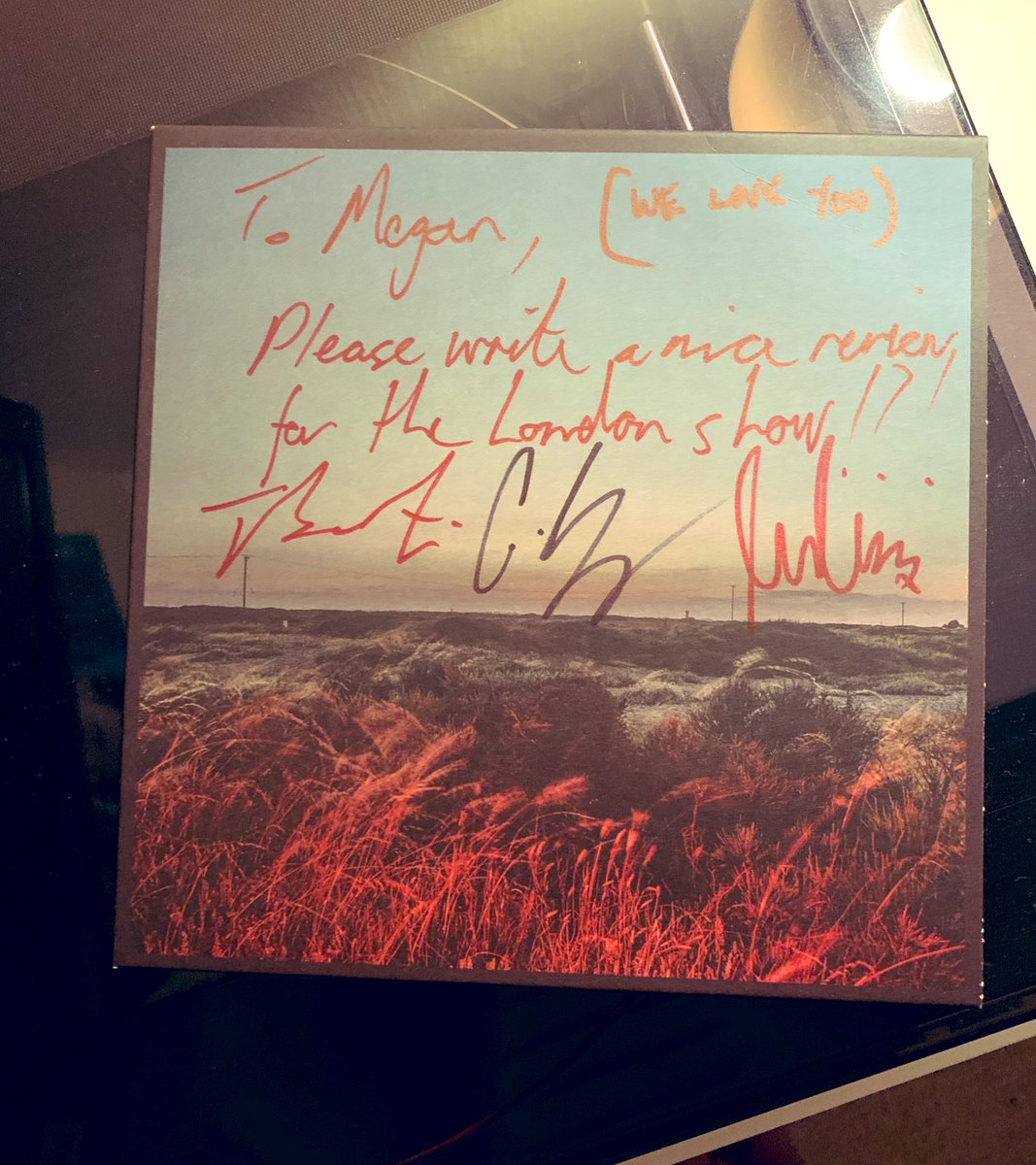 a couple more recent records that I’m enjoying at the moment are the <a href="/banfimusic/">b a n f i</a> debut and the latest from @brydeofficial. Saw them playing together in late 2017, when Joe scribbled this onto my Banfi vinyl 😅
