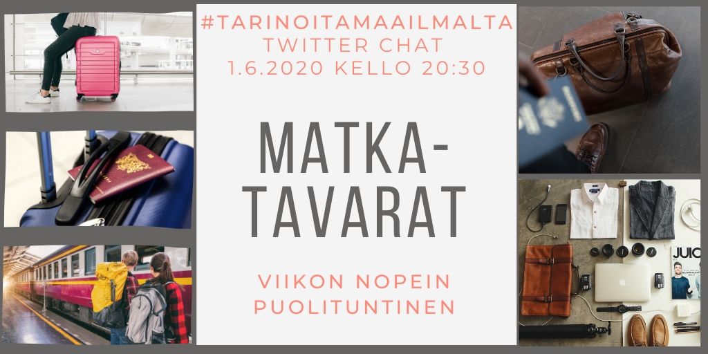 annikarautiola's tweet image. Matkatavaroista ja pakkausfilosofiasta puhutaan maanantain #TarinoitaMaailmalta chatissä! Aavistelen, että luvassa on myös viihdyttäviä tarinoita matkatavaroihin liittyvistä kommelluksista ;) #matkailu