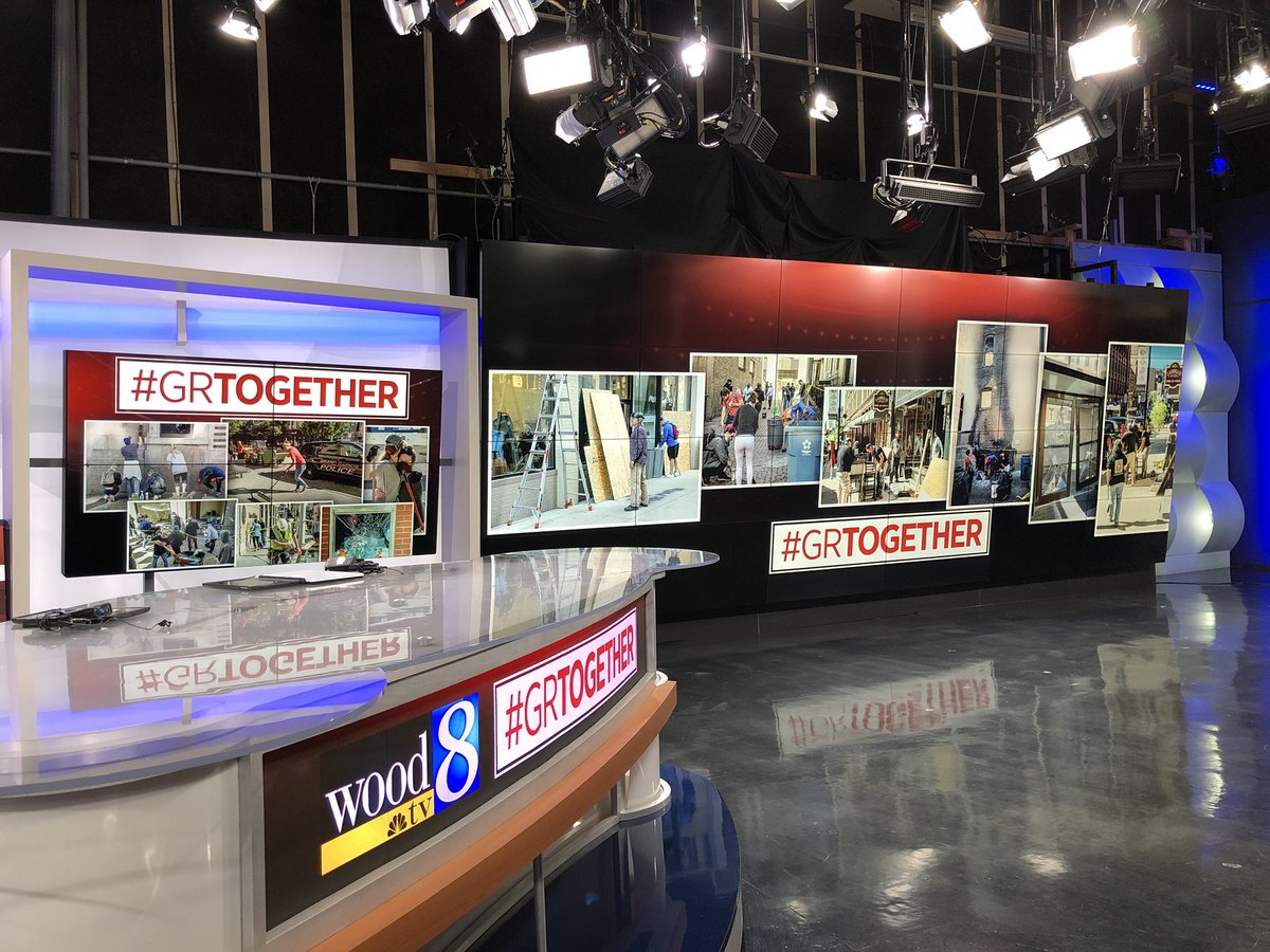 NicoleEStoner's tweet photo. Tune in at 6 to @WOODTV for the latest in the aftermath of last night’s riots. #GRTogether https://t.co/pjNYBaA0Eg