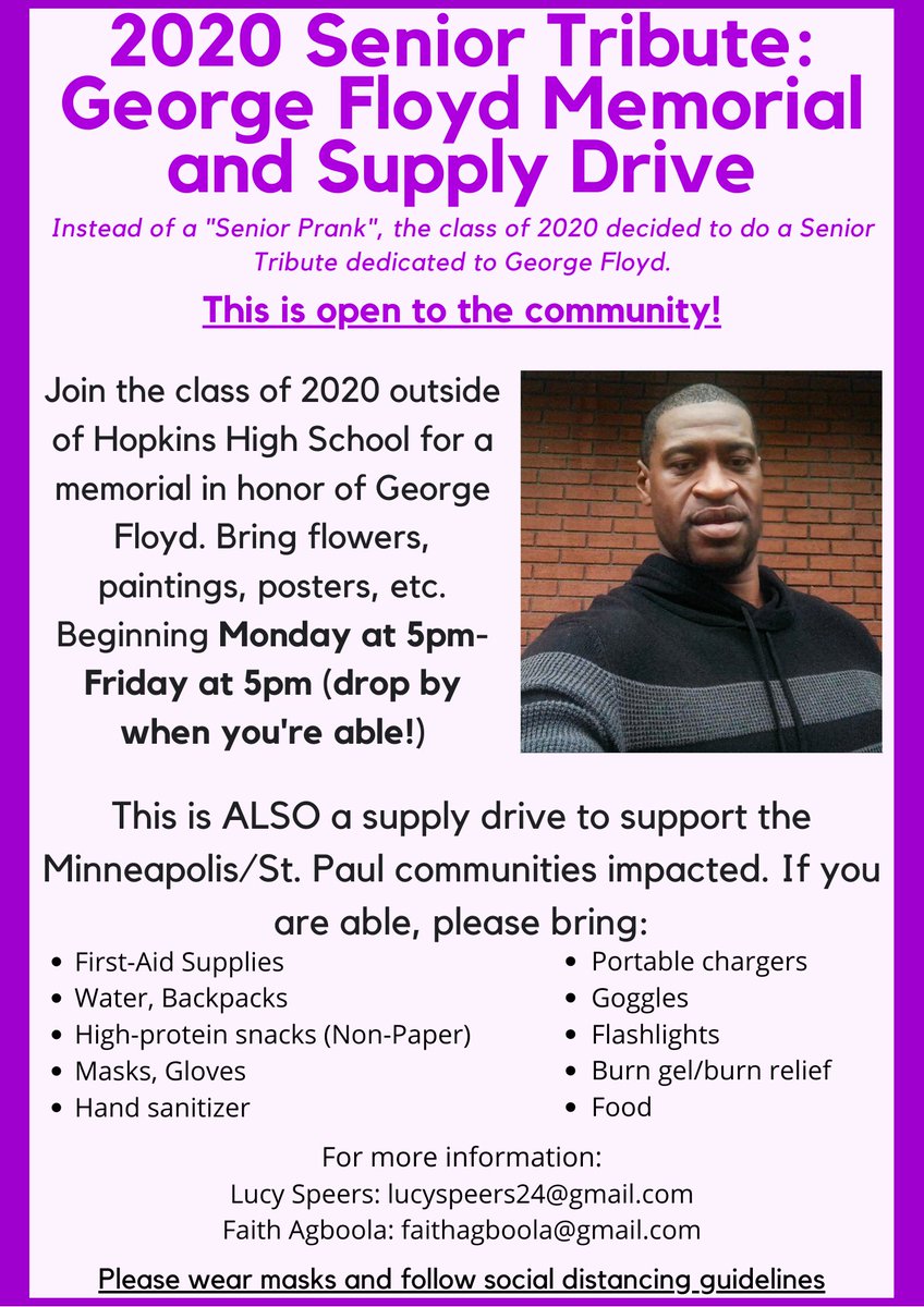 hhsroyalmedia's tweet photo. At Hopkins High School this week, hosted by the senior class! Please donate and stop by if you can! DM us if you have any questions! https://t.co/8rlpejYSDj