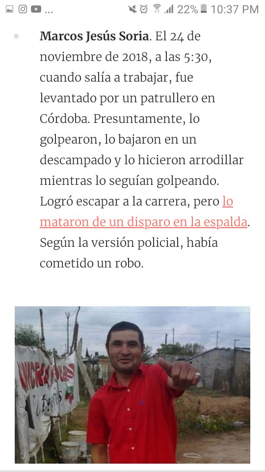 Marcos was going back to his house after work when the police made him get into the car. They took him to a field where they tortu*red him and punched him, when Marcos tried to scape they shot him from his back. According to the cops "he commited a robbery"