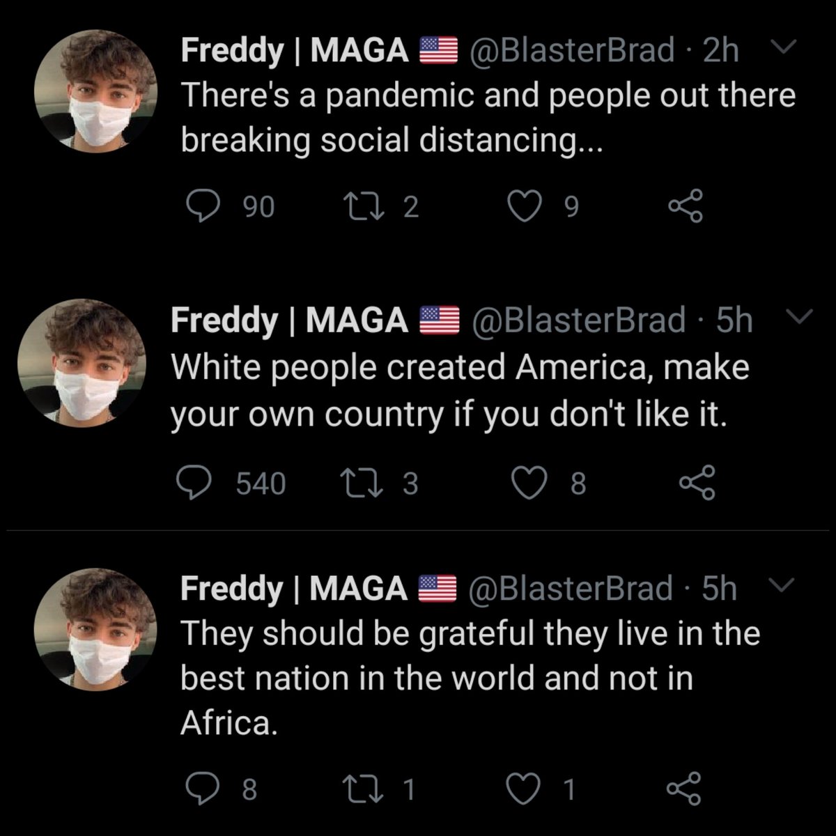1DOwnsMoiHeart's tweet photo. THIS IS A FIGHT AGAINST RACISTS NOT WHITES. A BLACK MAN WAS LITERALLY MURDERED BY A RACIST COP &amp; YOU HAVE THE NERVE TO MAKE THIS ABOUT YOU &amp; SAY "ALLLIVESMATTER" ? IT'S NOT "BLACKLIVESONLYMATTER" ITS #BlackLivesMatter LET THEM FIGHT FOR THEIR JUSTICE.
THESE TR*MP SUPPORTERS ISTG- https://t.co/SO1IjwfULQ