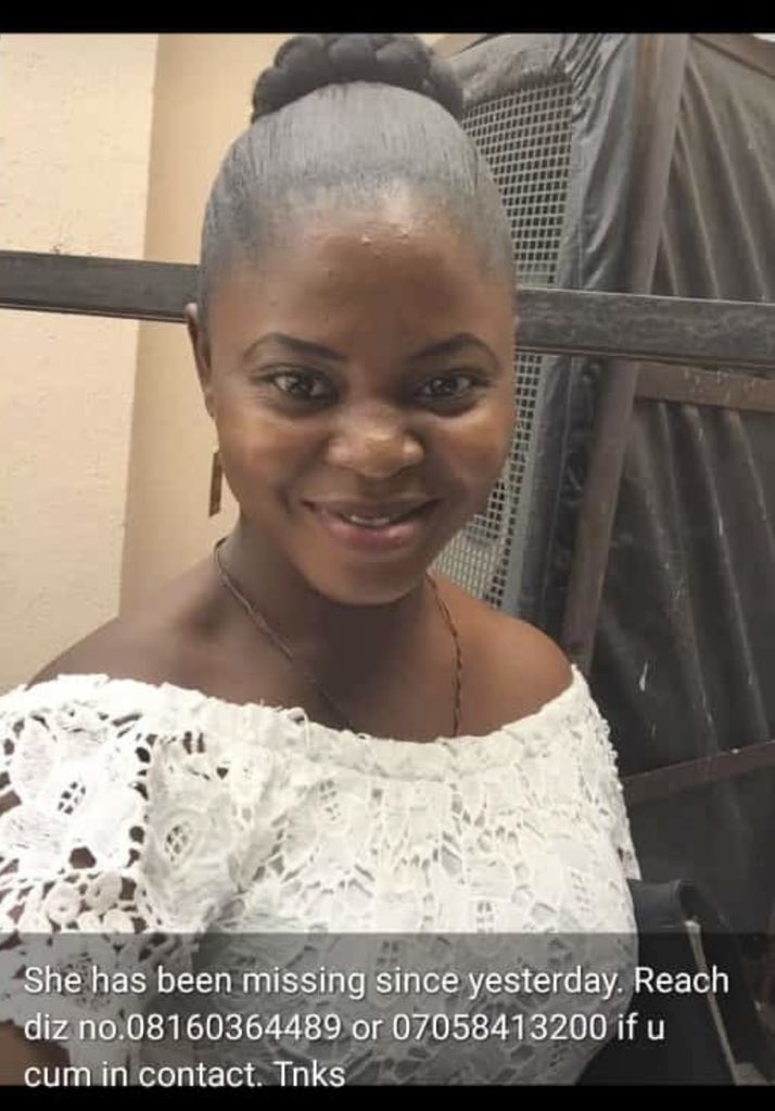 cutyeking's tweet photo. Her name is Faith Ogele. She went out since yesterday and hasn't returned home . All her  numbers aren't going through. Kindly call the contact the nearest Police station or the numbers on the picture if you see her. Thanks https://t.co/IwjrtxWTyg