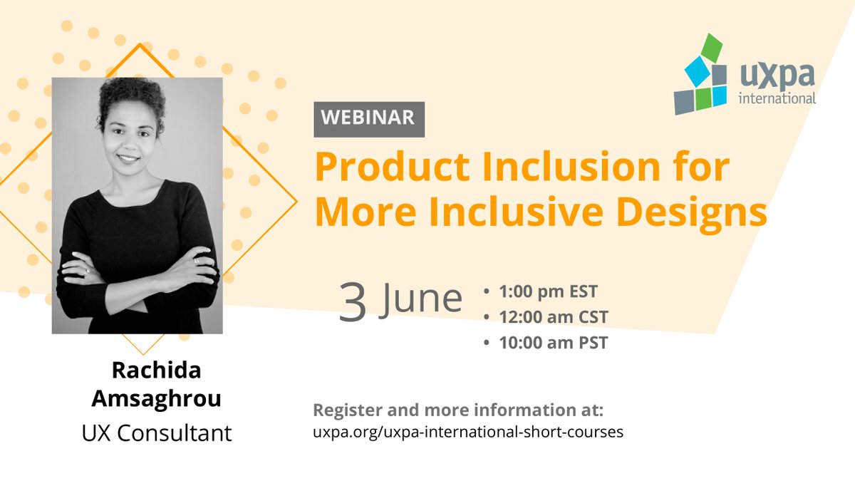 Join us for our next webinar on Wednesday, 6/3. Registration is FREE. uxpa.org/upcoming-webin…  #UX #uxdesign #ProductInclusion