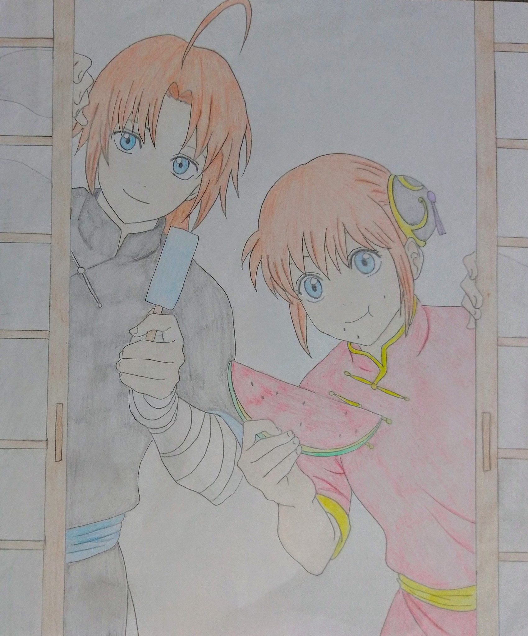 瑠璃 銀魂 神威 夜兎 アナログイラスト 模写 色鉛筆 神威誕生祭 T Co D7h0gig55x Twitter