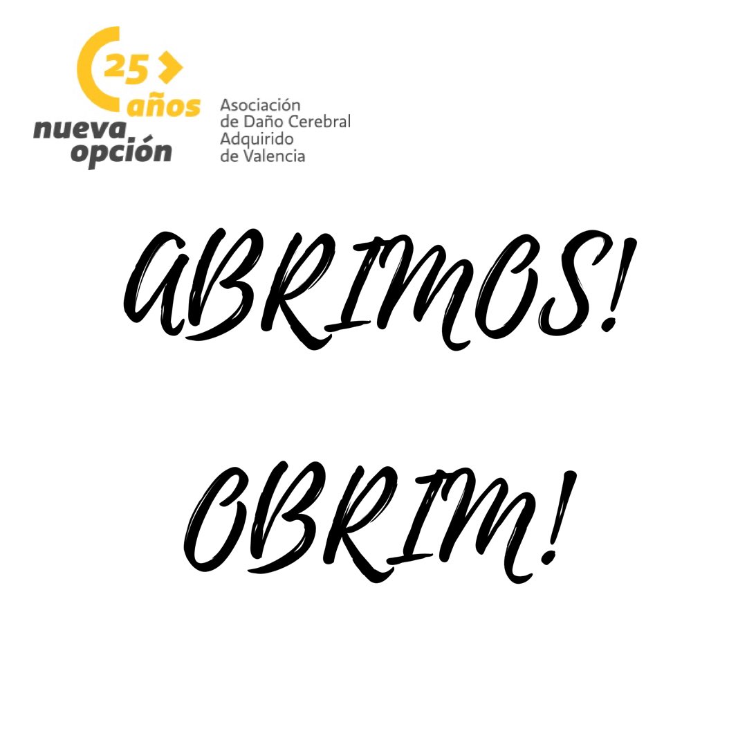 DCAValencia's tweet photo. Ilusionad@s de poder anunciar que ¡ABRIMOS! Será este próximo miércoles, 3 de junio, y lo hará nuestro Centro de Día II. Nuestro otro Centro de Día lo hará en Fase 3. Y los Centros de Actividades de Valencia y Xàtiva, en breve.
Recordad! 🚶🏼♀️2m🧑🏻🦽 y 😷 https://t.co/RQ6V6EVqtx