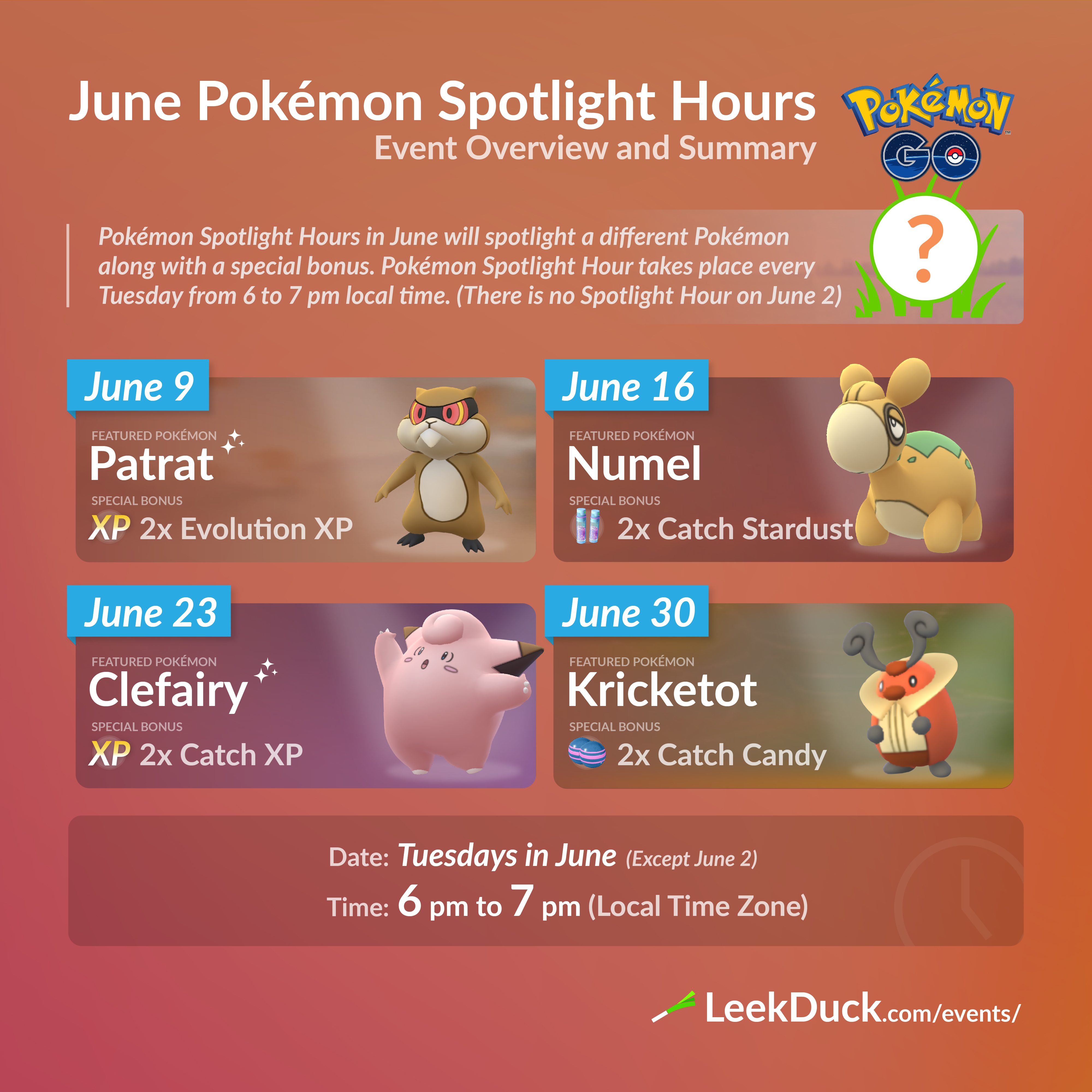 Leek Duck Pokemon Spotlight Hour Schedule For June There Won T Be A Spotlight Hour For June 2 T Co Bsjxxyywbx