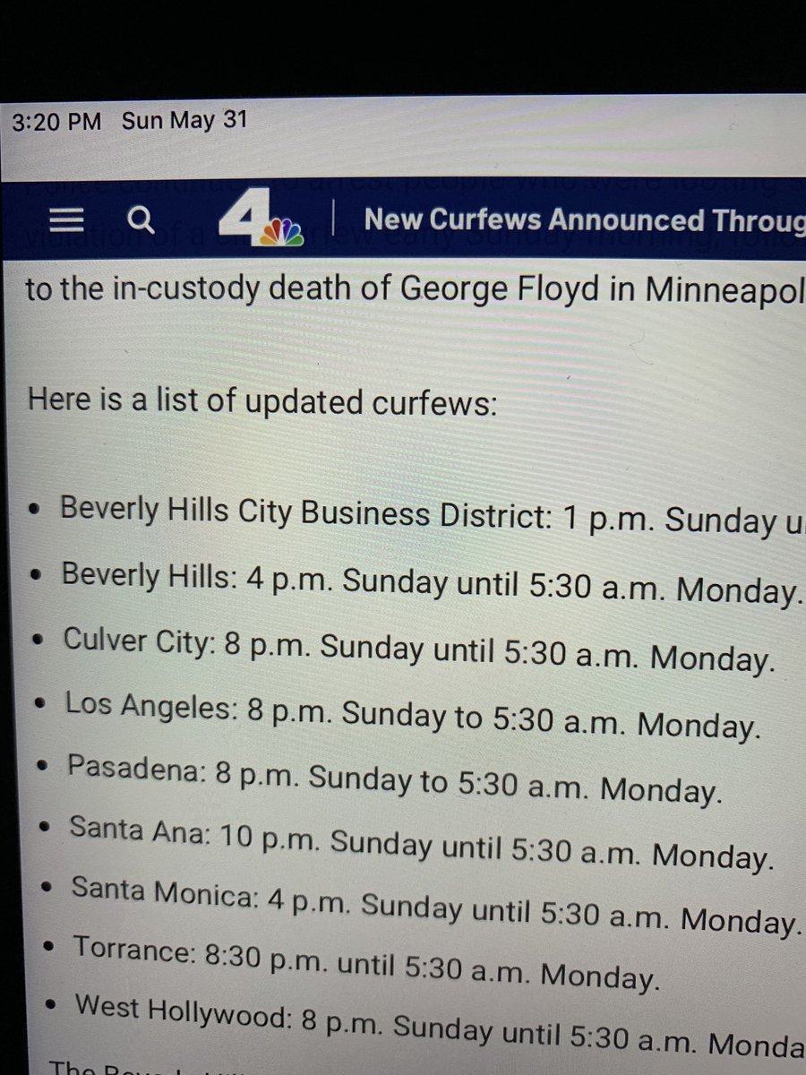 Here’s a quick look at the curfew list for several cities.