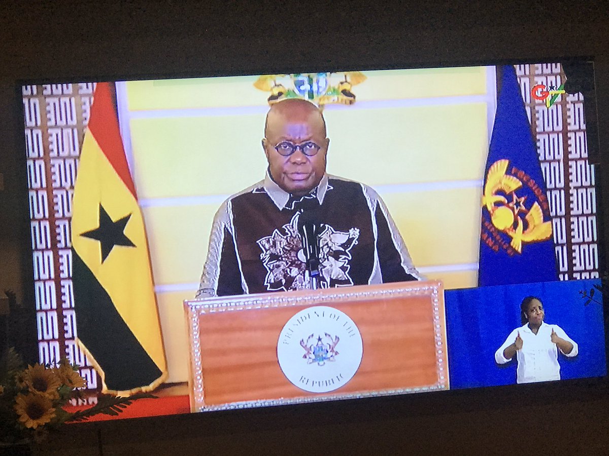 ChristDeKing's tweet photo. President Nana Addo is wearing a beautiful fabric with Flowers [nhwiren]

The brown or Coffe color [dodoeɛ] symbolizes healing,security and stability.

Prez. Akufo-Addo has spoken, let’s take extra precautions and respect his message. https://t.co/W5OYfkbhk5